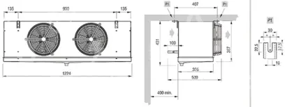 výparník ECO - Luvata GCE252E8ED, 2.45 kW (dT 8 st., R404) s odtáváním